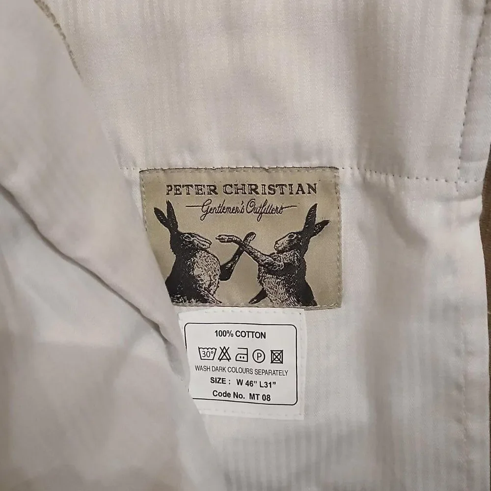 NWT Peter Christian Tan Corduroy Pants 46x31 Preppy Classic Quiet Luxury Basic